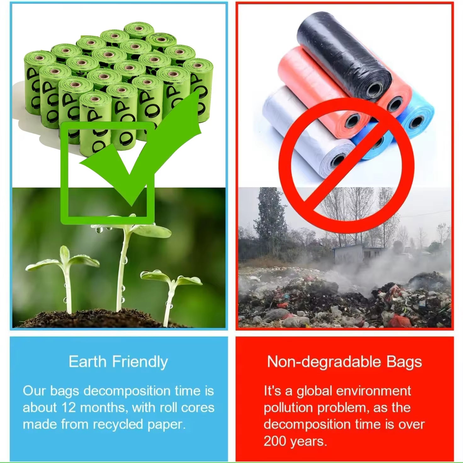EPI Biodegradable Dog Poop Bags Lavender Scented Pet Poop Bags with Holder Extra Thick Leakproof Dog Poop Bags with Dispenser